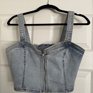 Denim Bustier crop top, size M